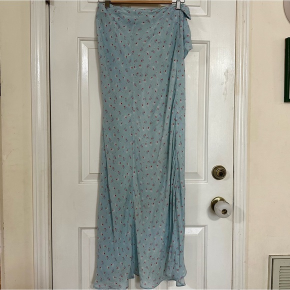 LoveShackFancy Jolene Silk Skirt in Blue - Picture 6 of 13